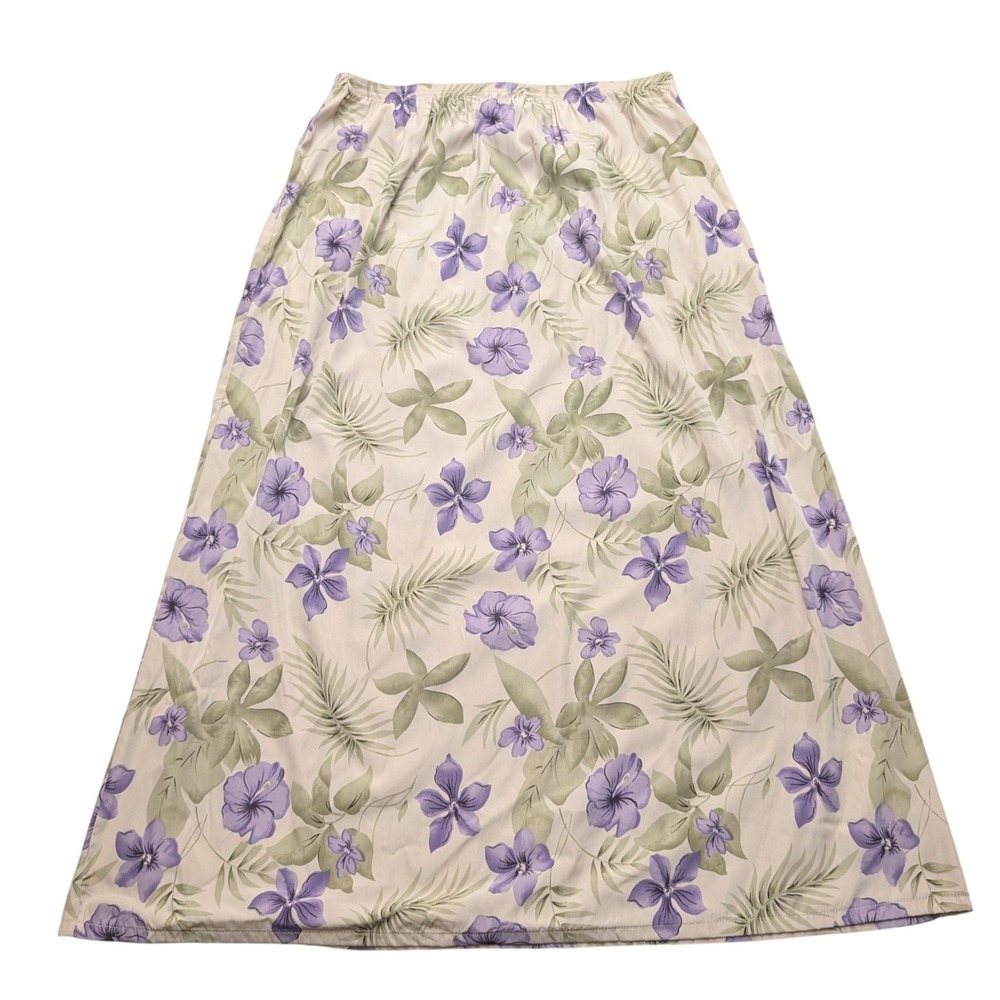 Y2K Blair Maxi Skirt Womens L Tropical Floral Elastic Waist A-Line Long